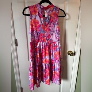 Floral Sleeveless Dress - Pink and Purple